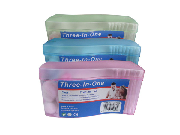 3-in-1 cotton swabs, pack of 120