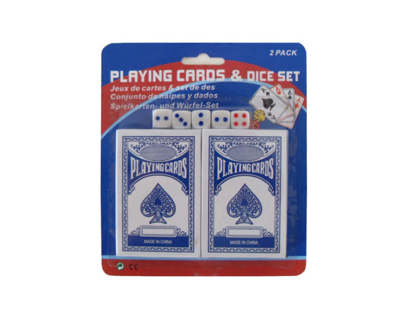 Playing cards and dice set, 7 pieces