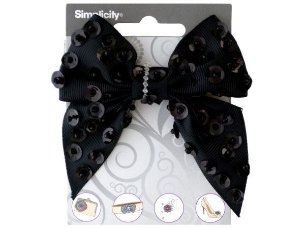 simplicity black bow w/sequins accent
