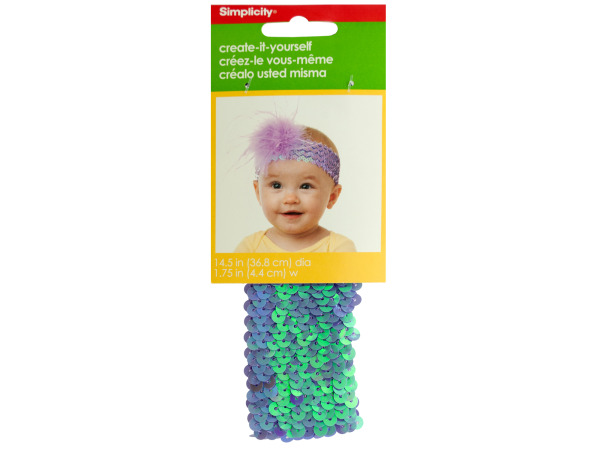 simplicity 14.5 inch lavender sequin stretch headband